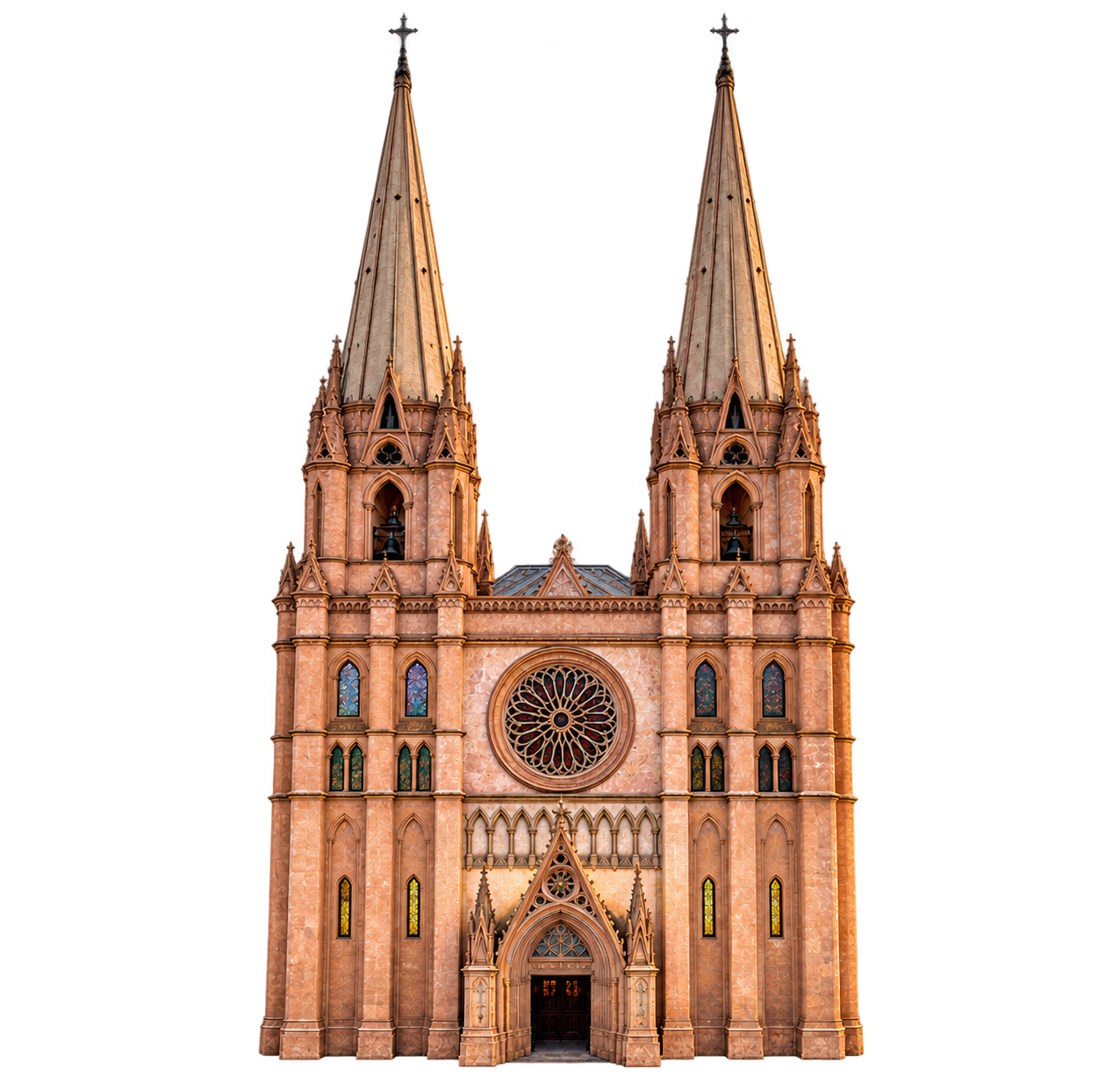 Parroquia de San José Obrero de Arandas, Jalisco, recortada sobre el diseño